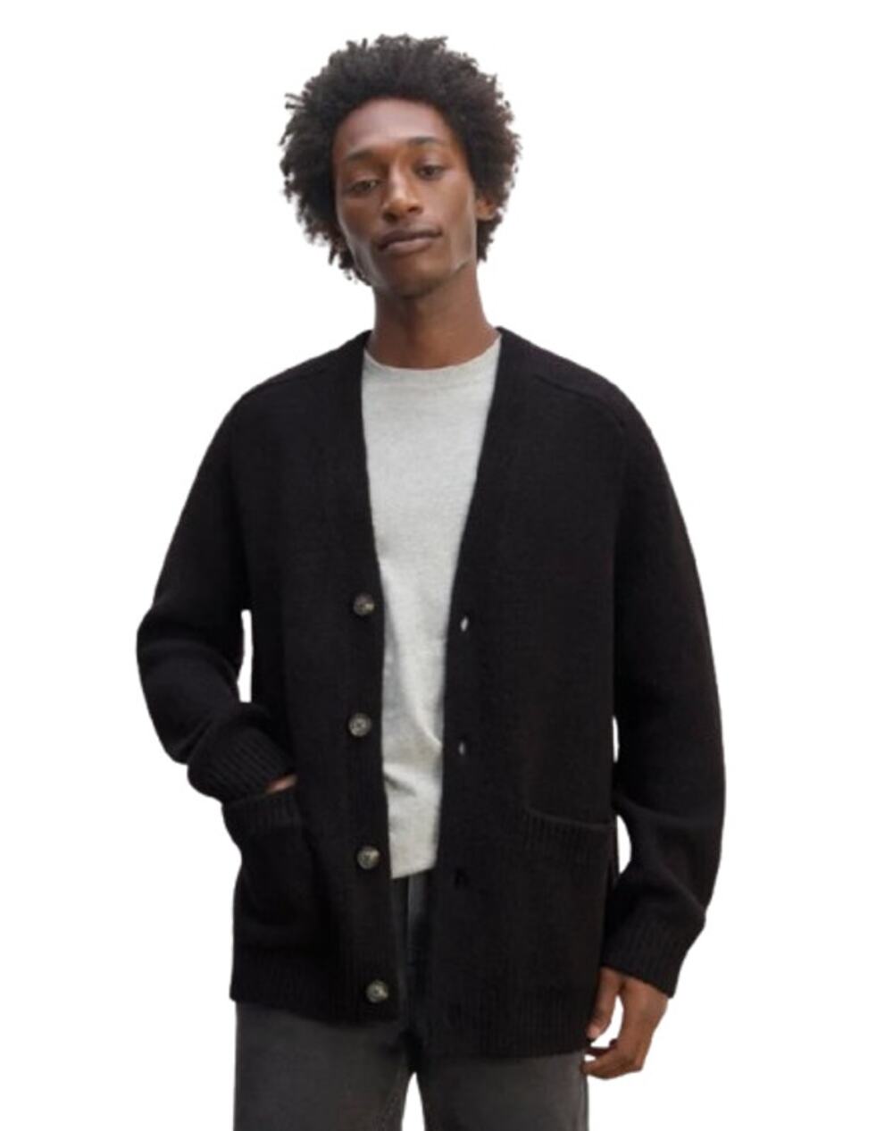 EVERLANE Men's The Cloud Relaxed Cardigan Sweater Medium Black Merino Wool NWT